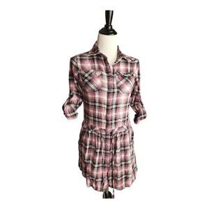 Miley Cyrus Max Pink and Black Plaid Tunic Size Small